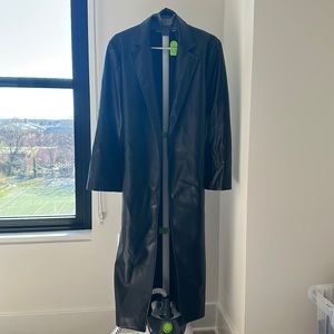 Long dark leather Zara jacket size XL